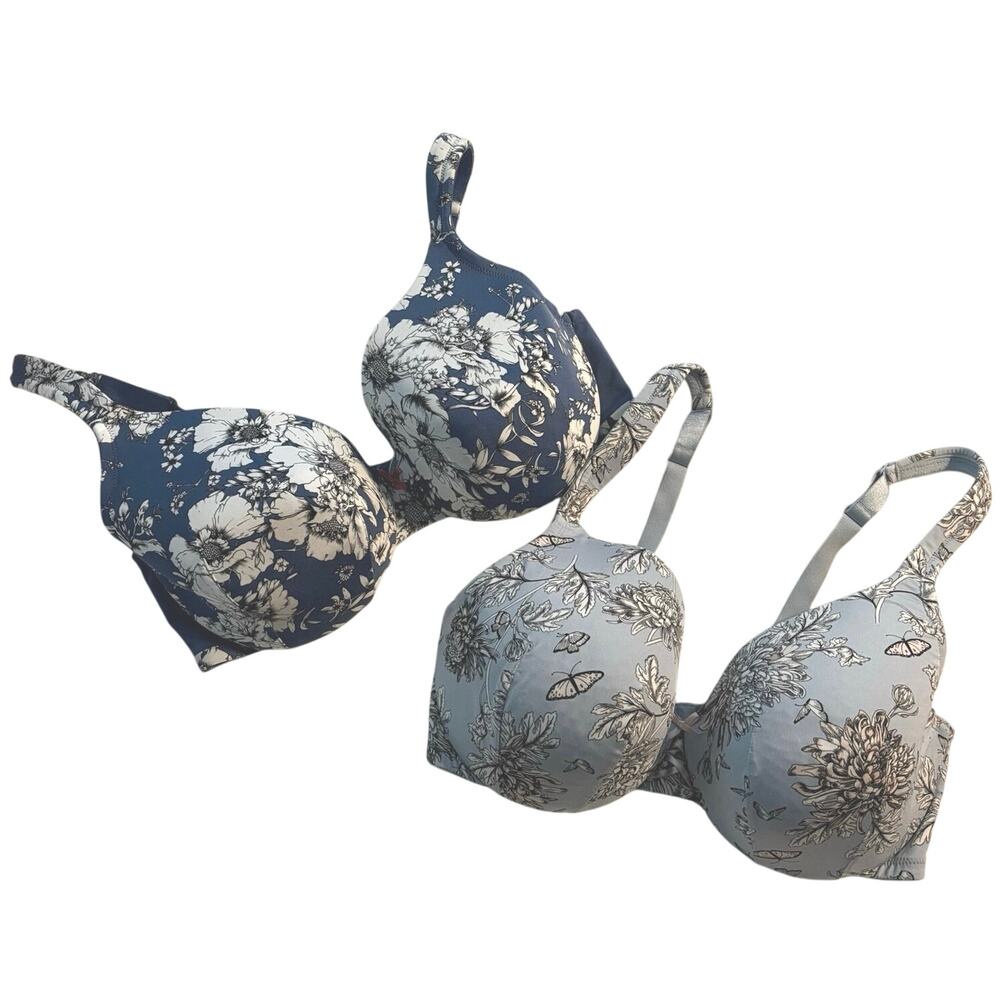 Lot of 2 Cacique Bras Size 38DD Lightly Lined Full Coverage Underwire Floral